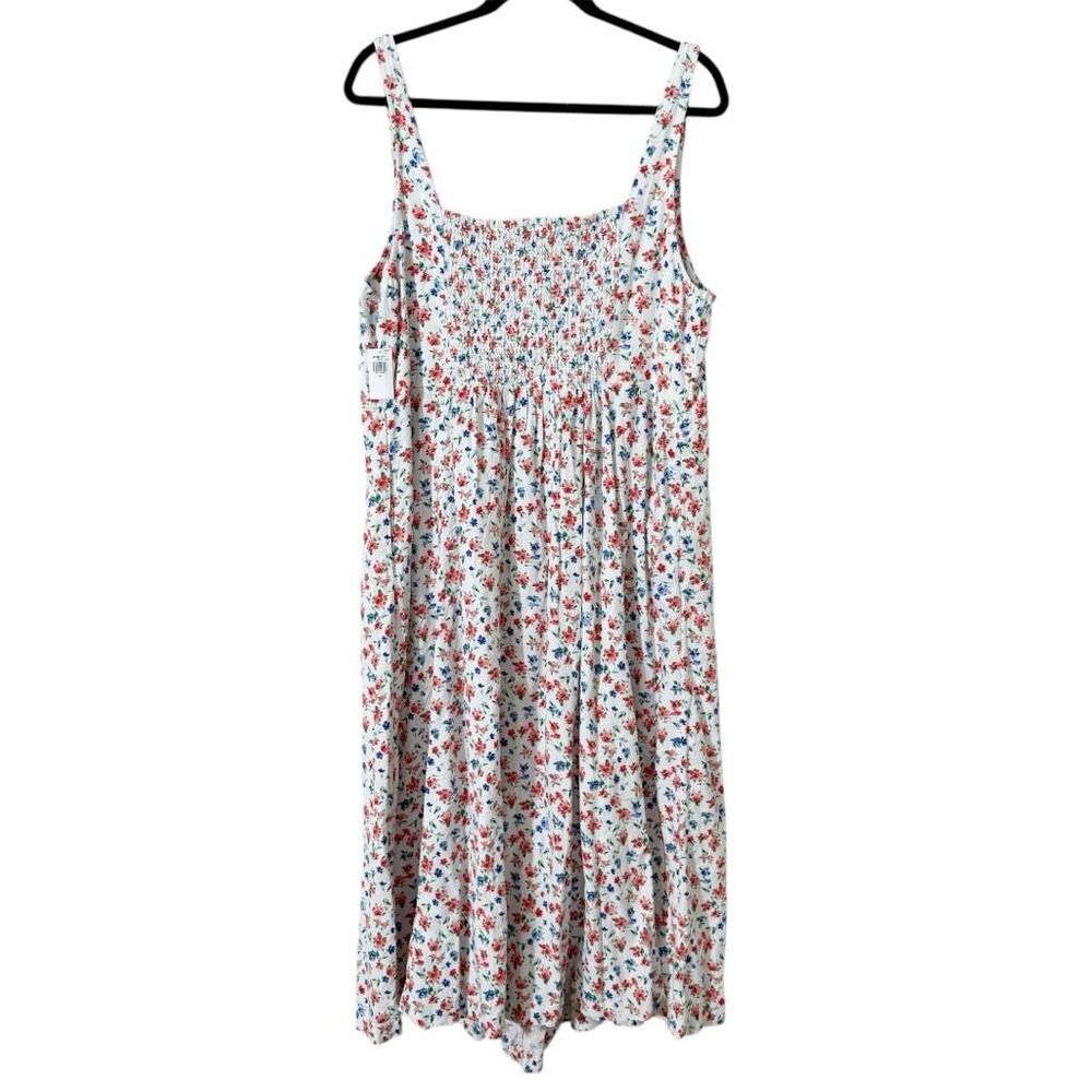 Old Navy Fit & Flare Plus Size Linen Blend Cottagecore Floral Midi Dress Size 2X - Picture 3 of 8